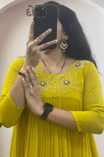 Yellow georgette long kurti