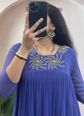 Blue georgette long kurti 2