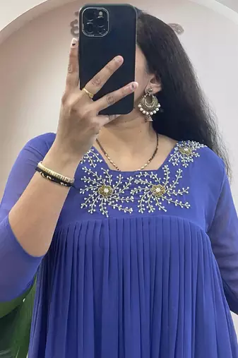 Blue georgette long kurti
