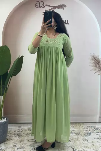 Light green georgette long kurti