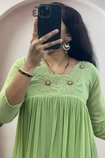 Light green georgette long kurti
