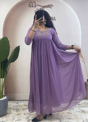 Lavender georgette long kurti 1