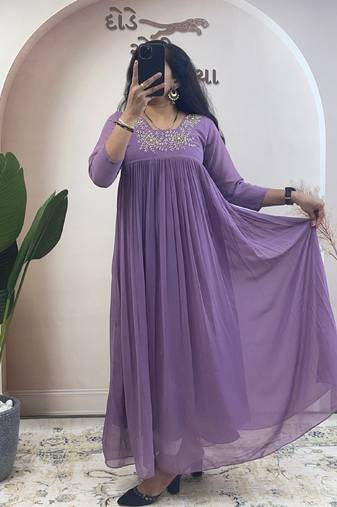 Lavender georgette long kurti