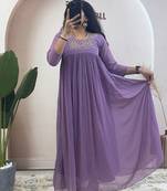 Lavender georgette long kurti
