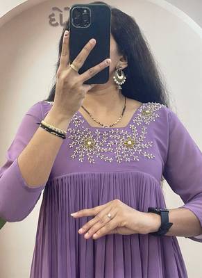 Lavender georgette long kurti 2