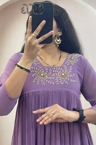 Lavender georgette long kurti