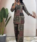 Black pure soft rayon cotton kurti with pant