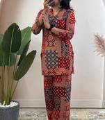 Maroon pure soft rayon cotton kurti with pant