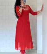 Orange georgette long kurti pant