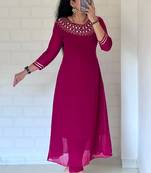 Pink georgette long kurti pant