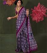 Printed ajrakh satin crepe saree – traditional art with a modern touch