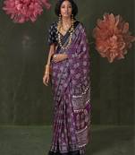 Printed ajrakh satin crepe saree – traditional art with a modern touch