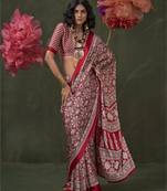 Printed ajrakh satin crepe saree – traditional art with a modern touch