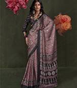 Printed ajrakh satin crepe saree – traditional art with a modern touch