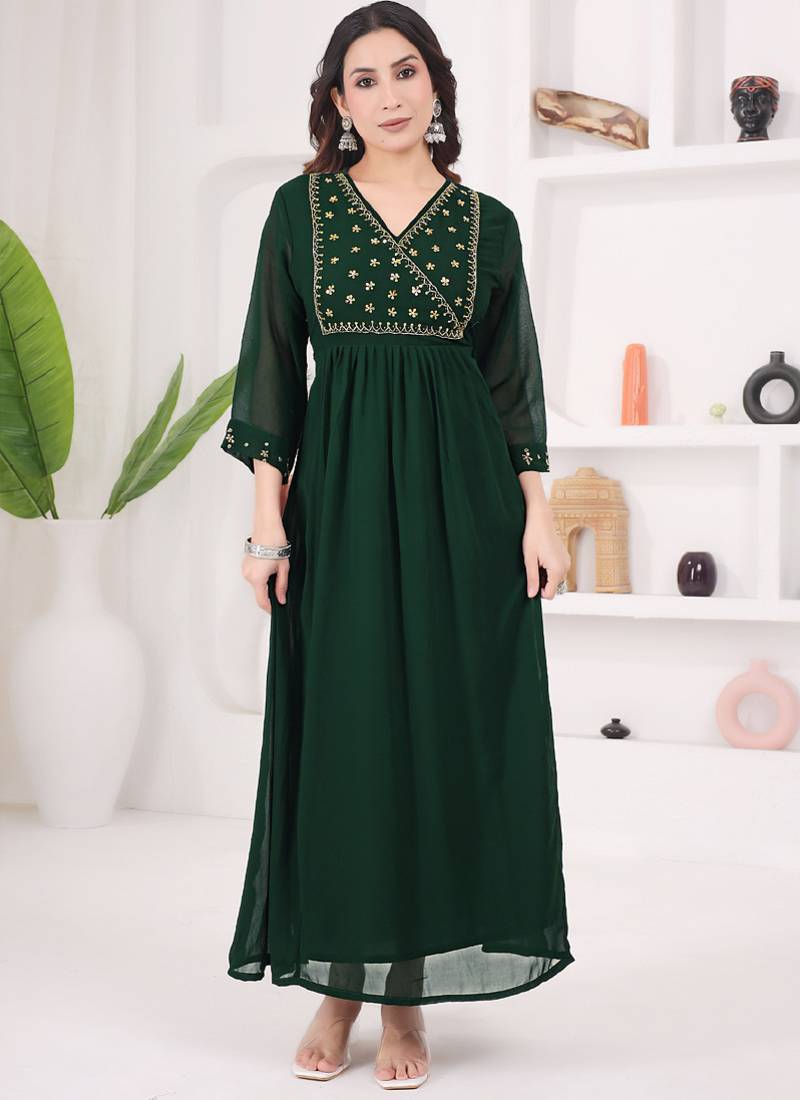 Mahendi georgette long kurti