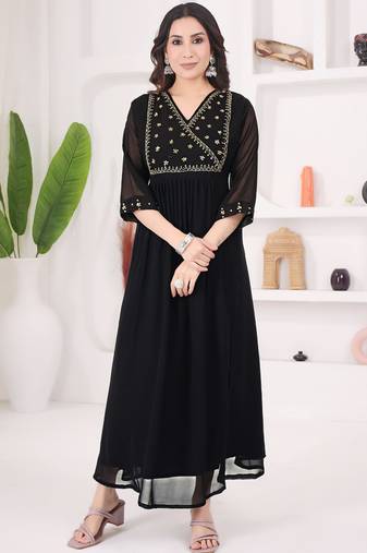 Black georgette long kurti