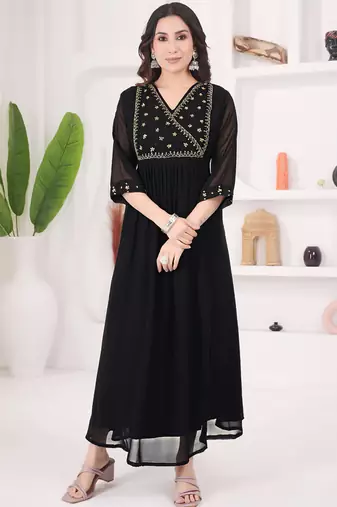 Black georgette long kurti