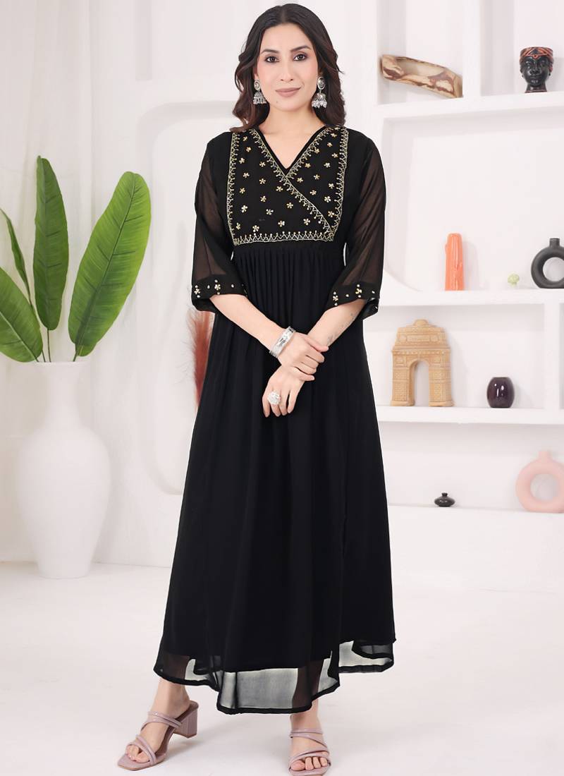 Black georgette long kurti