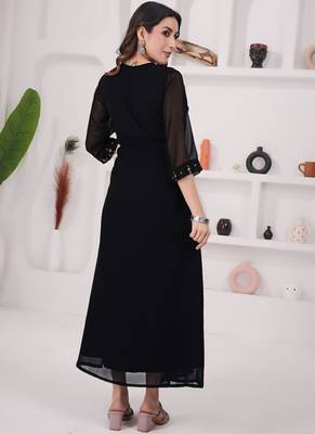 Black georgette long kurti 2