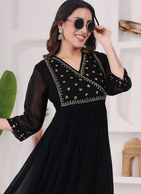 Black georgette long kurti 3