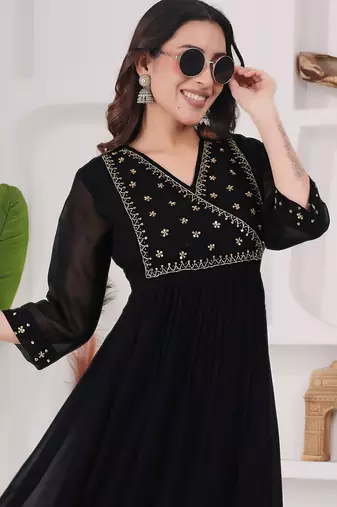 Black georgette long kurti