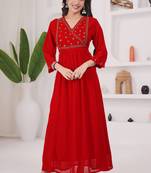 Red georgette long kurti