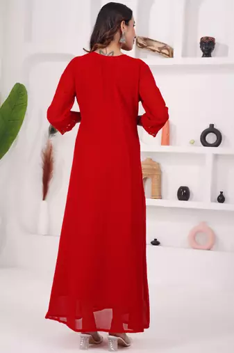 Red georgette long kurti