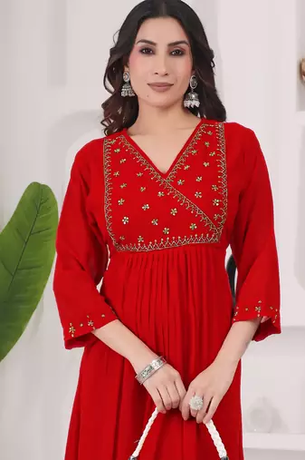 Red georgette long kurti