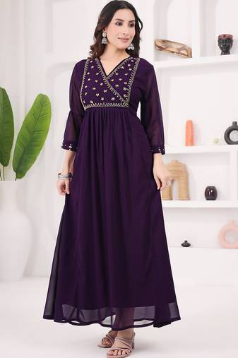 Purple georgette long kurti