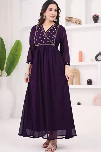 Purple georgette long kurti