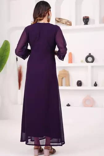 Purple georgette long kurti