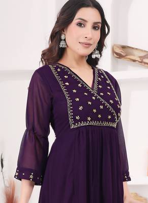 Purple georgette long kurti 3