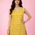 Vastramay women's yellow kantha work geometric print cambric cotton kurta