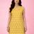 Vastramay women's yellow kantha work geometric print cambric cotton kurta