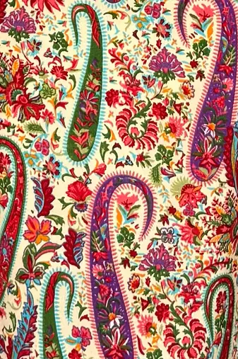 Vastramay womens cream paisley digital print crepe straight kurta