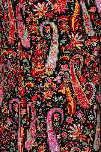 Vastramay womens black paisley digital print crepe straight kurta