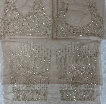 New Beautiful sequins and Zari Embroidery Work Soft Net Fabric Women's Saree With Blouse Set  5
