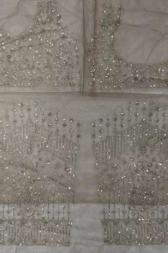 New Beautiful sequins and Zari Embroidery Work Soft Net Fabric Women's Saree With Blouse Set 