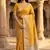 Banarasi  pure silk chiniya saree in mustard colour with floral  zari zig-zag pattern with red colour meenakari