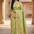 Banarasi  pure silk chiniya saree in pista green colour with floral  zari zig-zag pattern with red colour meenakari