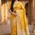 Banarasi pure silk cotton saree in mustard colour with floral zari and meenakari work