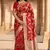Banarasi pure silk cotton saree in red colour with floral zari and meenakari work