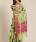 Banarasi silk blend saree in pista green colour with boota zari work