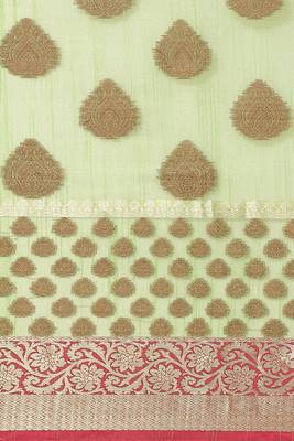 Banarasi silk blend saree in pista green colour with boota zari work 3