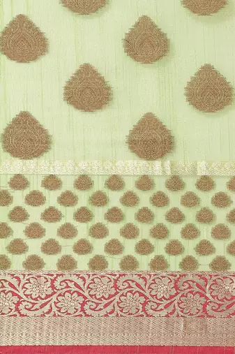 Banarasi silk blend saree in pista green colour with boota zari work