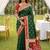 Green soft  saree with zari weawing meenakari rich pallu and unique ikkat border