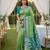Green soft  saree with zari weawing meenakari rich pallu and unique ikkat border