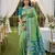 Green soft saree with zari weawing meenakari rich pallu and unique ikkat border