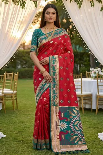 Pink soft  saree with zari weawing meenakari rich pallu and unique ikkat border