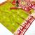 Green soft  saree with zari weawing meenakari rich pallu and unique ikkat border